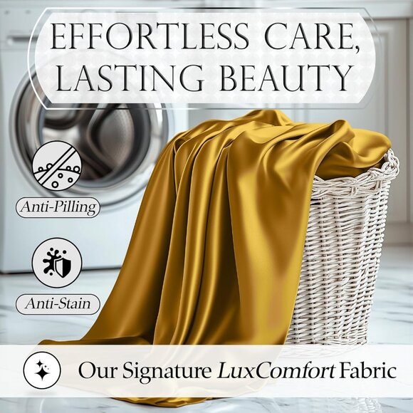 14- Satin 4 Piece Luxury Silky King Size Bedding Set 15" Deep - Picture 6 of 8